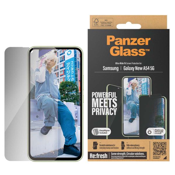 PanzerGlass Protection d'écran Privacy Ultra-Wide Fit Anti-bactérienne avec applicateur Samsung Galaxy A55
