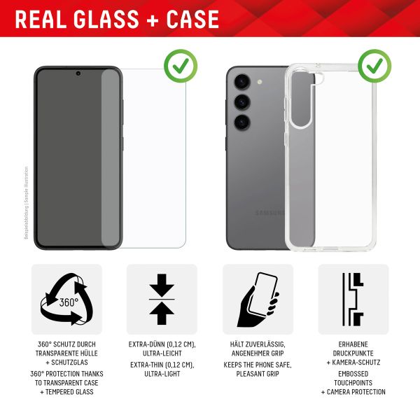 Displex Protection d'écran en verre trempé Real Glass + Case Samsung Galaxy A55 - Transparent