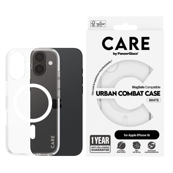 CARE by PanzerGlass Coque Urban Combat MagSafe Apple iPhone 16 - White