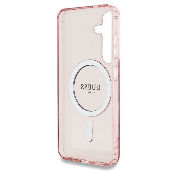 Guess Coque MagSafe IML Glitter Gradient Samsung Galaxy S25 - Rose