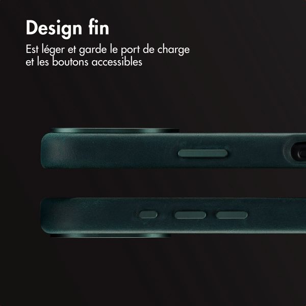 Accezz Coque MagSafe en cuir vintage Apple iPhone 16 - Smokey Green