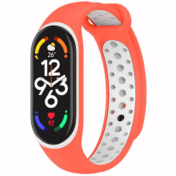 imoshion Bracelet sportif en silicone Xiaomi Mi Band 7 - Néon Orange / Blanc