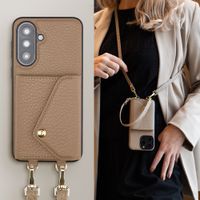 Selencia Coque de télephone Sera avec cordon et porte-cartes enveloppe Samsung Galaxy A37 (5G) - Taupe