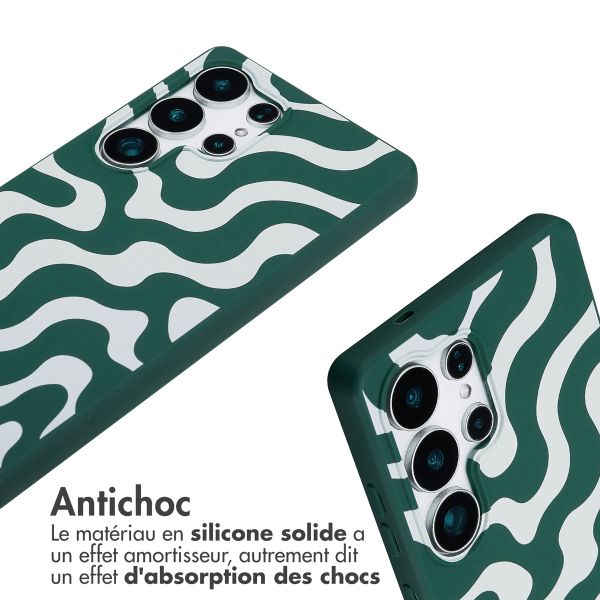 imoshion Coque design en silicone avec cordon Samsung Galaxy S25 Ultra - Petrol Green Groovy