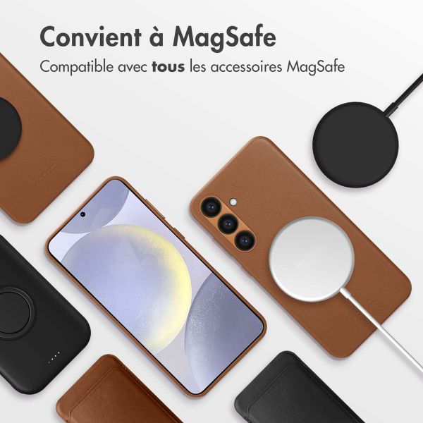 Accezz Coque arrière en cuir avec MagSafe Samsung Galaxy S24 Plus - Sienna Brown