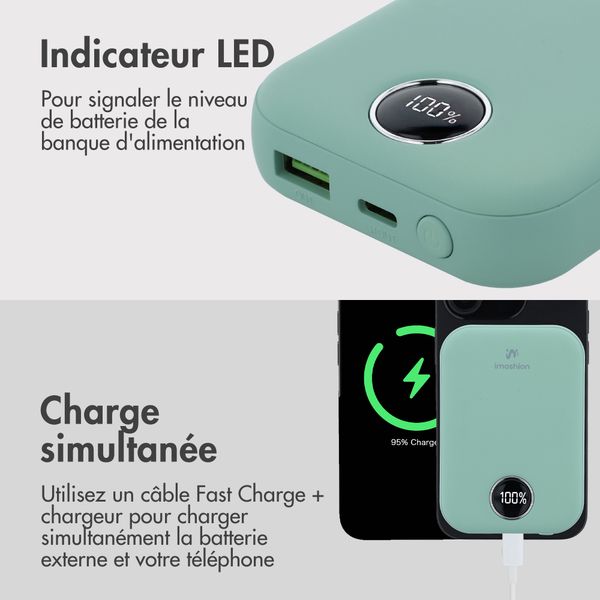 imoshion Batterie externe MagSafe 10.000 mAh - Batterie externe sans fil - Vert Sauge