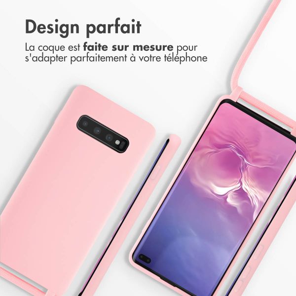 imoshion ﻿Coque en silicone avec cordon Samsung Galaxy S10 Plus - Rose