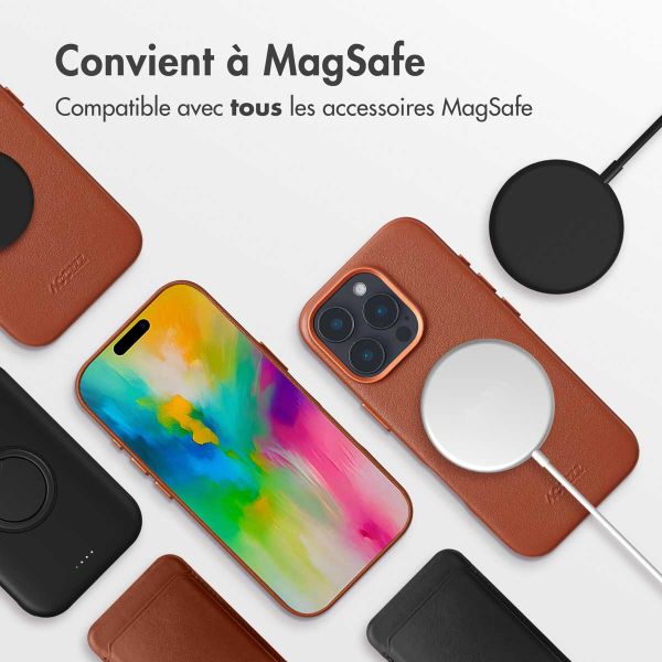 Accezz Coque arrière en cuir avec MagSafe Apple iPhone 16 Pro - Sienna Brown