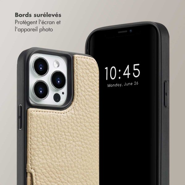 Selencia Coque arrière avec cordon et porte-cartes Nova iPhone 14 Pro - Beige