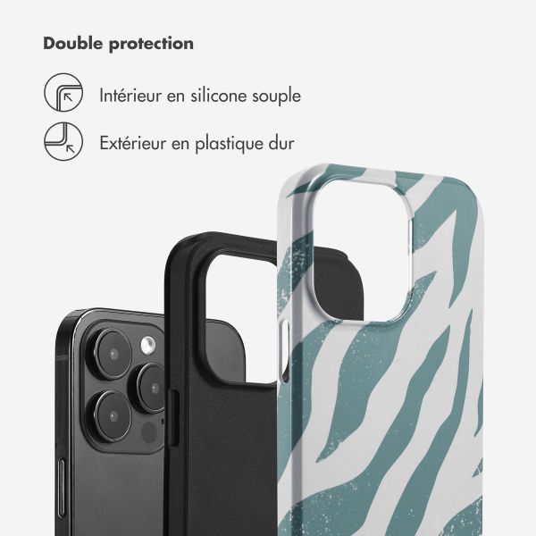 Selencia Coque arrière Vivid Tough iPhone 14 Pro Max - Colorful Zebra Pine Blue