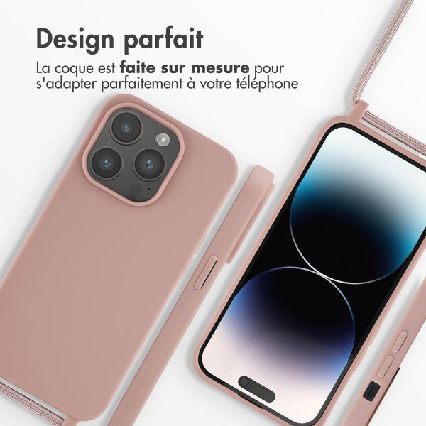 imoshion ﻿Coque en silicone avec cordon Apple iPhone 14 Pro - Sand Pink