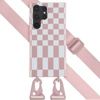 Selencia Coque design en silicone avec cordon amovible Samsung Galaxy S23 Ultra - Irregular Check Sand Pink