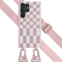 Selencia ﻿Coque design en silicone avec cordon amovible Samsung Galaxy S23 Ultra - Irregular Check Sand Pink