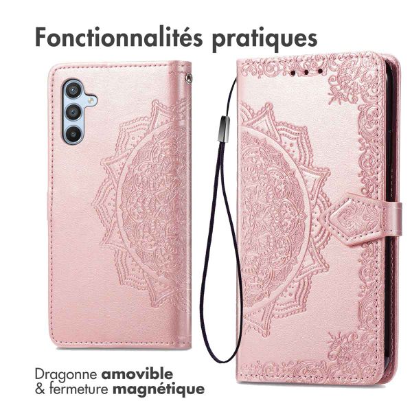 imoshion Etui de téléphone portefeuille Mandala Samsung Galaxy A34 (5G) - Rose Dorée