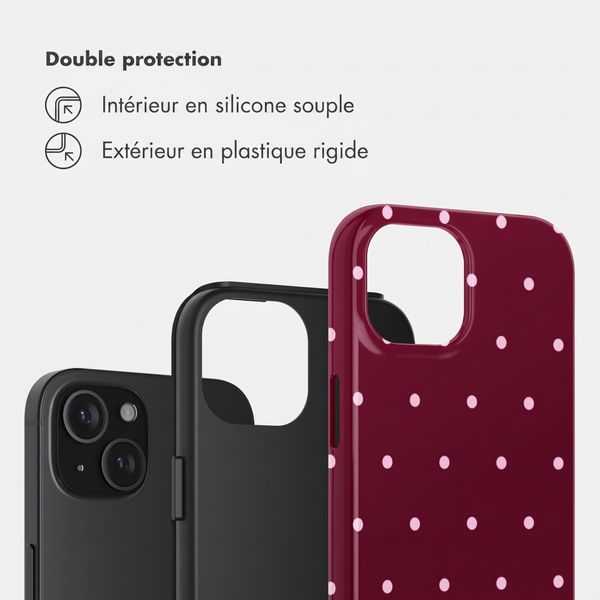 Selencia Coque arrière Vivid Apple iPhone 15 - Happy Dots Burgundy