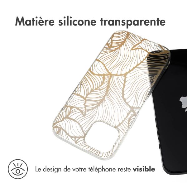 imoshion Coque Design Apple iPhone 15 - Golden Leaves Transparent