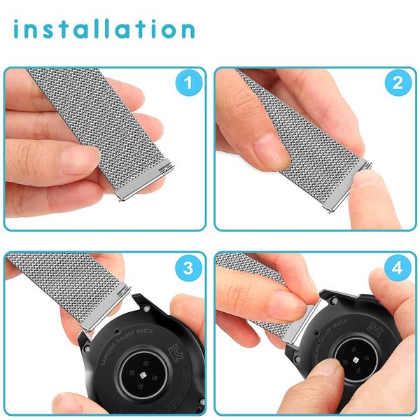 imoshion Bracelet magnétique milanais Samsung Galaxy Watch 4 / 5 / 6 / 7 / FE (20 mm) - Argent