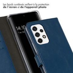 Selencia Étui portefeuille en cuir véritable Samsung Galaxy A53 - Bleu