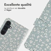 imoshion Étui de télephone portefeuille Design Samsung Galaxy A55 - Smoke Green Flowers