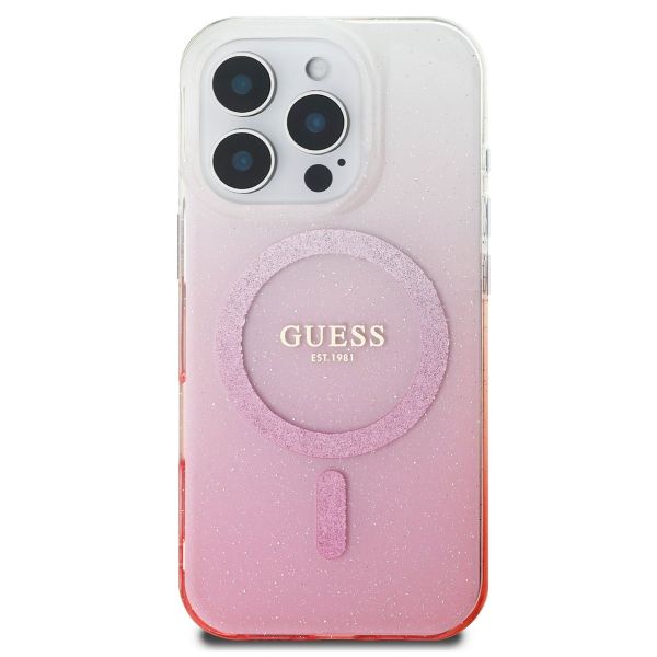 Guess Coque MagSafe IML Glitter Gradient Apple iPhone 16 Pro Max - Pink