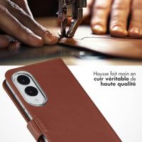 Selencia Étui portefeuille en cuir véritable Samsung Galaxy S25 Edge - Marron clair