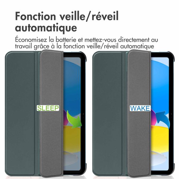 imoshion Coque tablette Trifold Apple iPad 11 (2025) 11 pouces A16 / iPad 10 (2022) 10.9 pouces - Vert foncé