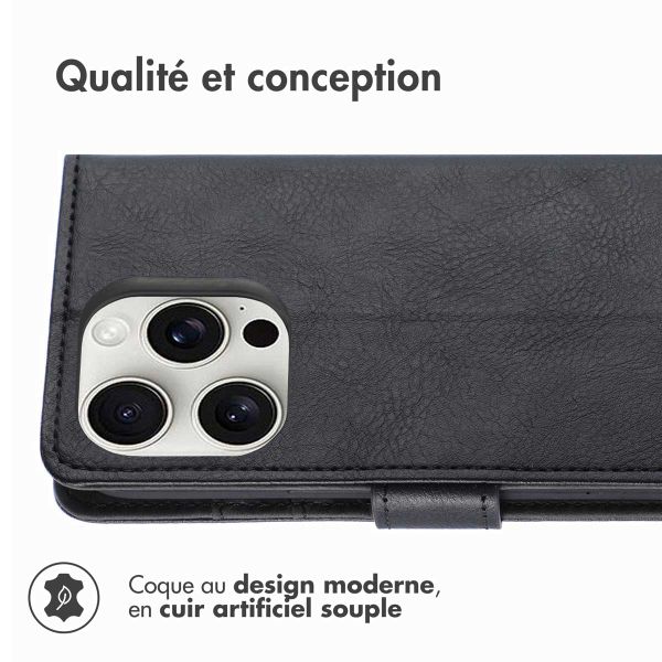 imoshion Étui de téléphone portefeuille Luxe iPhone 16 Pro Max - Noir