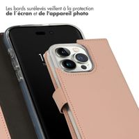 Selencia Étui de téléphone portefeuille en cuir véritable iPhone 14 Pro - Dusty Pink