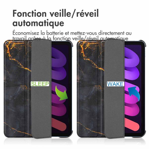 imoshion Coque tablette Design Trifold Apple iPad Mini 7 (2024) / iPad Mini 6 (2021) - Black Marble