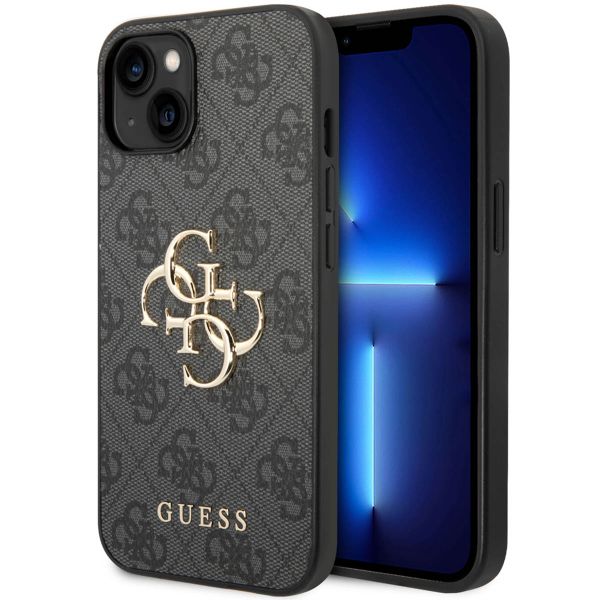 Guess Coque 4G Metal Logo Backcover iPhone 14 - Gris