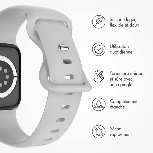 imoshion Bracelet en silicone⁺ Apple Watch Series 1 t/m 11 / SE / Ultra (44/45/46/49 mm) - Taille M/L - Fog