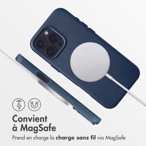 Accezz Coque arrière en cuir avec MagSafe Apple iPhone 16 Pro Max - Nightfall Blue