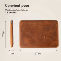 Accezz Leather Pochette ordinateur Apple MacBook 15 pouces - Cognac