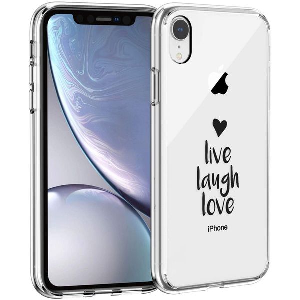 imoshion Coque Design iPhone Xr - Live Laugh Love - Noir