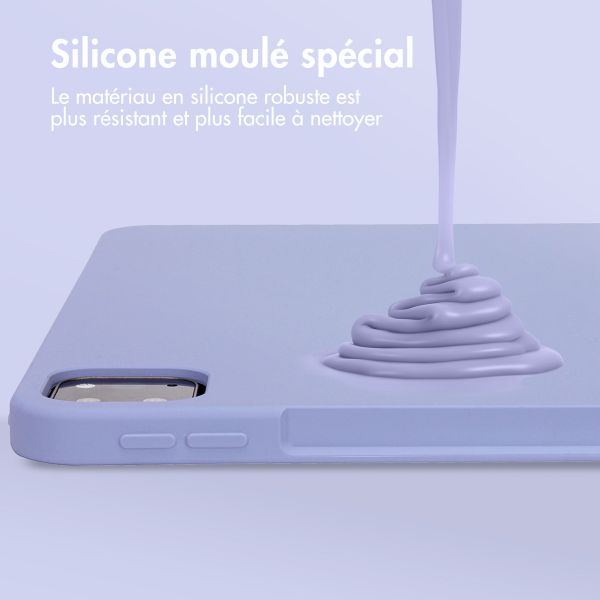 Accezz Coque Liquid Silicone avec porte-stylet Apple iPad Pro 12.9 (2022) / Pro 12.9 (2021) / Pro 12.9 (2020) - Lila