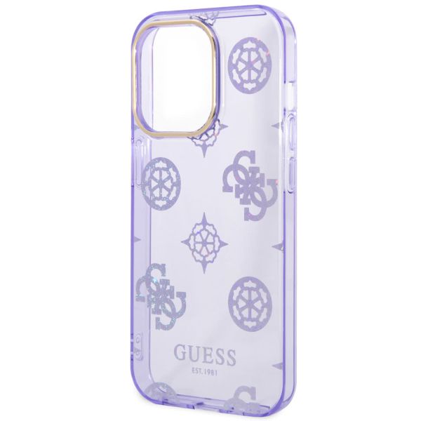 Guess Coque Peony Glitter iPhone 14 Pro Max - Violet