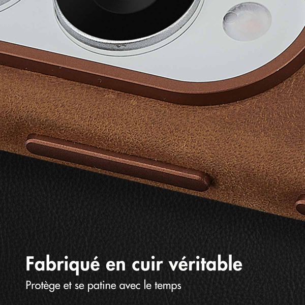 Accezz Coque MagSafe en cuir vintage Samsung Galaxy S25 Edge - Tabacco Cognac