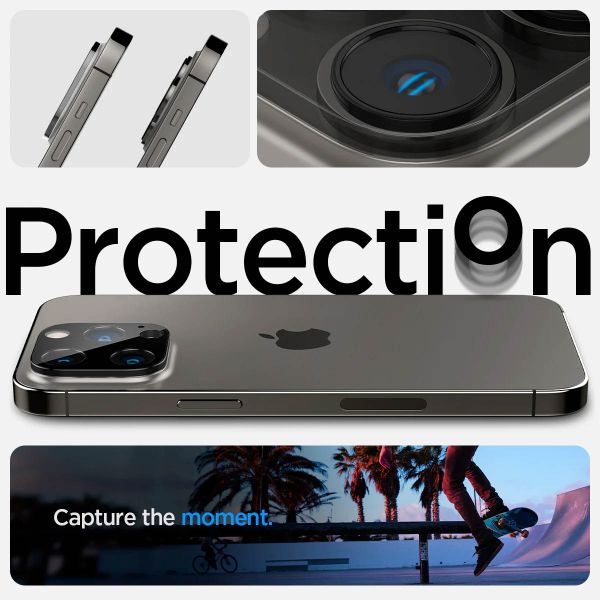 Spigen GLAStR Protection Caméra en verre trempé Apple iPhone 14 Pro / 14 Pro Max - Noir