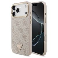 Guess Coque arrière en cuir avec logo Triangle classique et MagSafe Apple iPhone 17 Pro Max - Rose