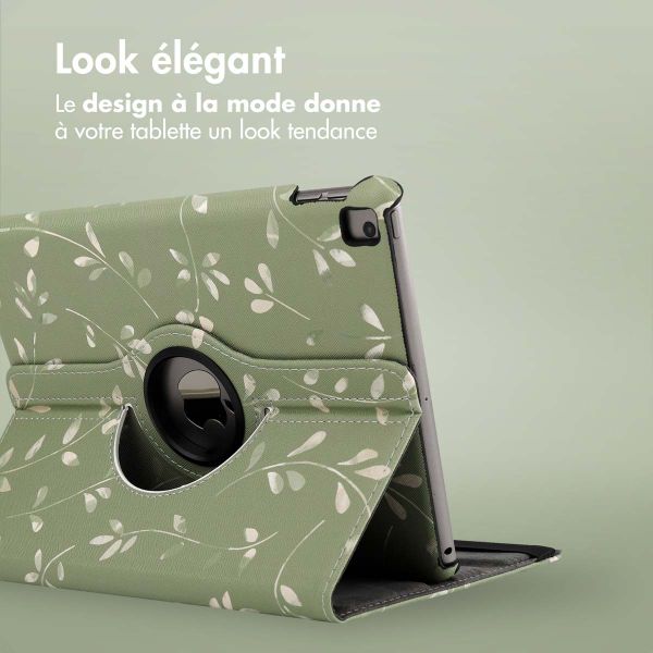 imoshion Coque tablette Design rotatif à 360° Apple iPad 9 (2021) 10.2 pouces / iPad 8 (2020) 10.2 pouces / iPad 7 (2019) 10.2 pouces - Green Flowers