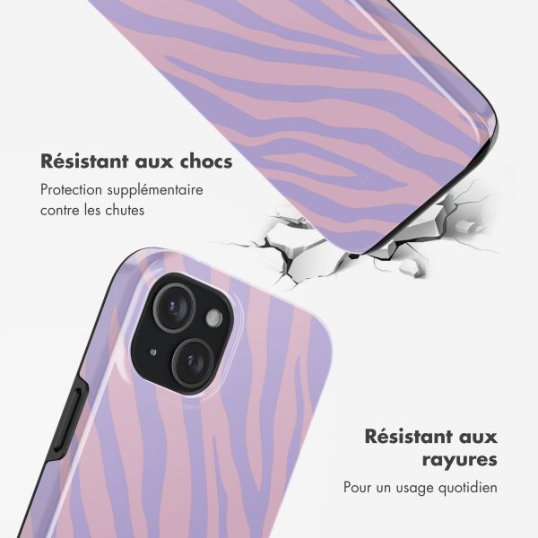 Selencia Coque arrière Vivid Tough avec MagSafe iPhone 15 - Zebra Light Pink Lilac