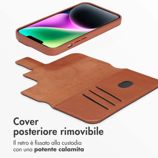 Accezz Étui de télephone portefeuille en cuir 2-en-1 avec MagSafe Apple iPhone 14 - Sienna Brown