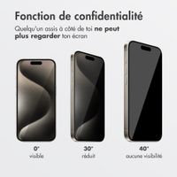 Accezz Protection d’écran en verre trempé avec filtre de confidentialité + Applicateur Apple iPhone 15 Pro