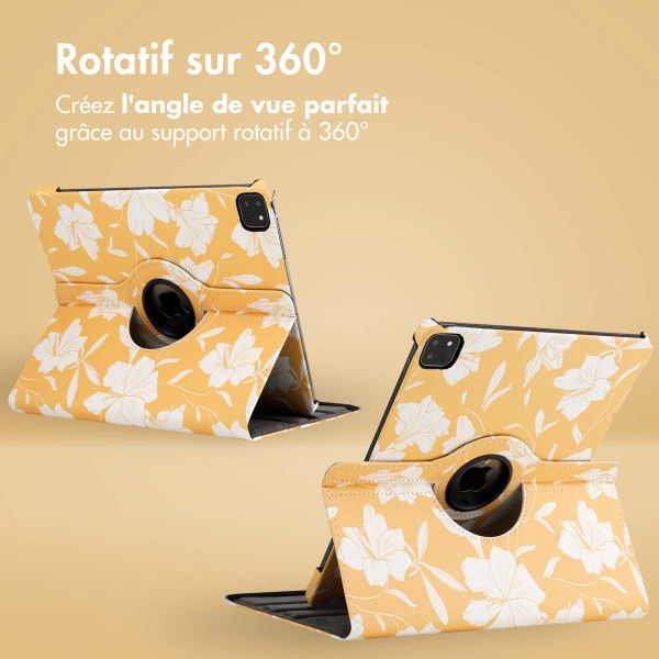 imoshion Coque Design rotatif à 360° Apple iPad Pro 12.9 (2018/2020/2021/2022) - Yellow Flowers