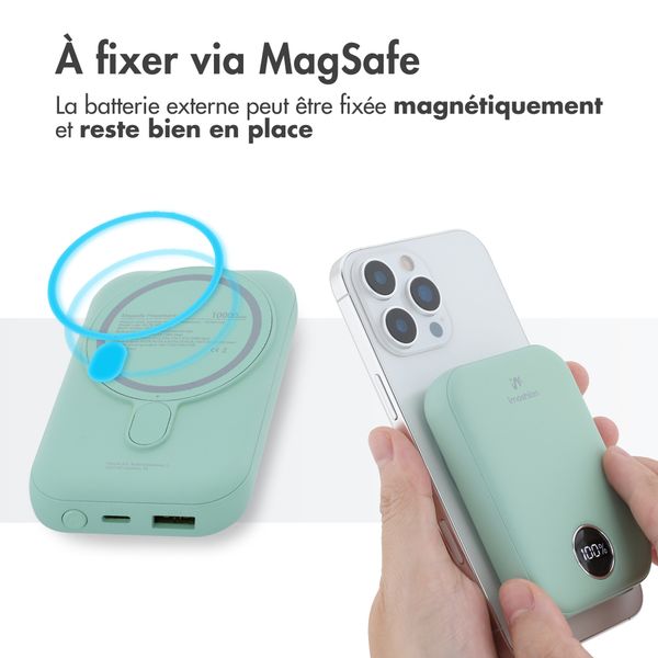 imoshion Batterie externe MagSafe 10.000 mAh - Batterie externe sans fil - Vert Sauge