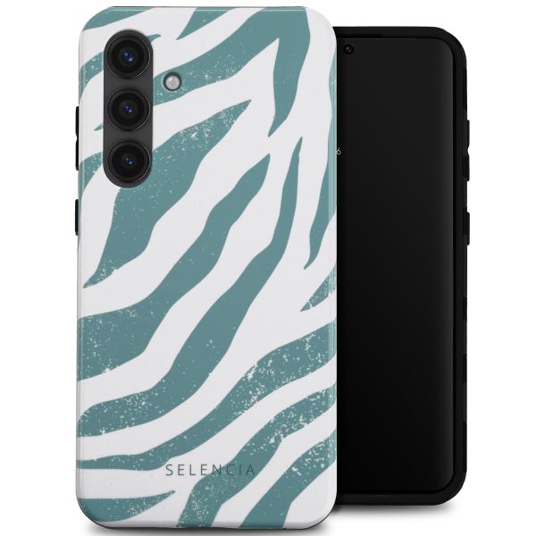 Selencia Coque arrière Vivid Tough Samsung Galaxy S24 Plus - Colorful Zebra Pine Blue