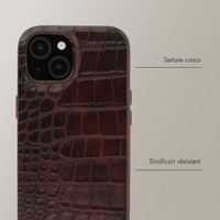 Selencia Coque arrière Croco avec MagSafe Apple iPhone 15 - Choco Brown