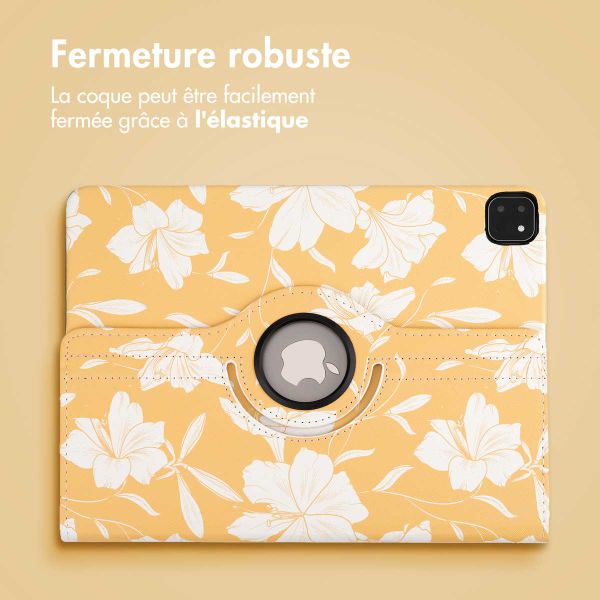 imoshion Coque tablette Design rotatif à 360° iPad Pro 12.9 (2018 / 2020 / 2021 / 2022) - Yellow Flowers