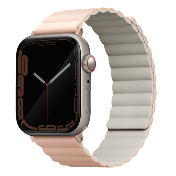 Uniq Bracelet Revix réversible Apple Watch Series 1 t/m 9 / SE (38/40/41 mm) | Series 10 / 11 (42 mm) - Blush Pink / Beige