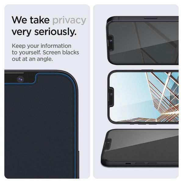 Spigen EZ Fit GLAS.tR Protection d'écran en verre confidentialité - 1 pack Apple iPhone 17e / 16e / 14 / 13 / 13 Pro